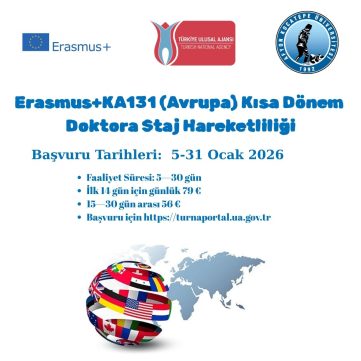 Erasmus+ KA131 (Avrupa) Kısa Dönem Doktora Staj Hareketliliği İlan Duyurusu