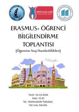 Erasmus+ Öğrenci Öğrenim ve Staj Hareketlilikleri Bilgilendirme Toplantısı