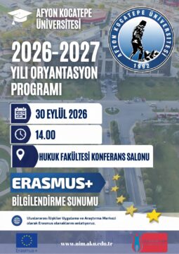 Erasmus+ Öğrenci Bilgilendirme Toplantısı, 30 Eylül saat 14:00’da Hukuk Fakültesi Konferans Salonu’nda Yapılacaktır.